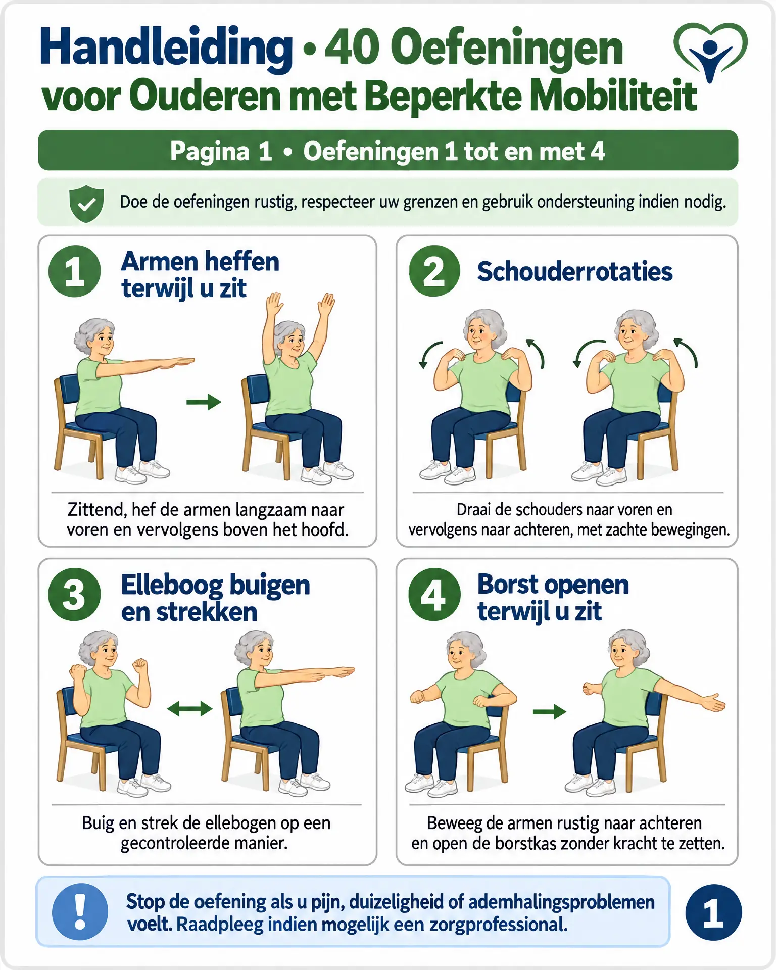 oefeningen voor ouderen met beperkte mobiliteit